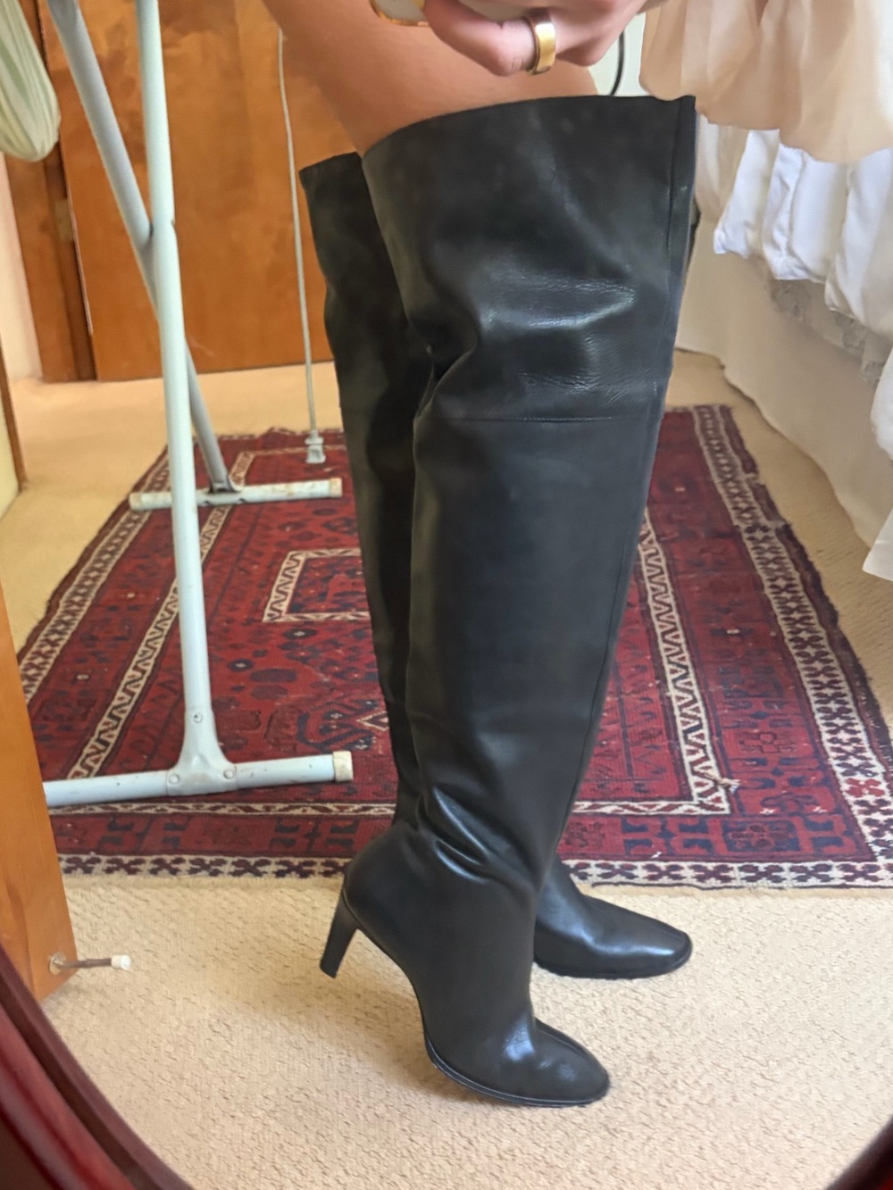 Reformation Giles Black Leather Over the Knee Boots Size 9 Made in Brazil